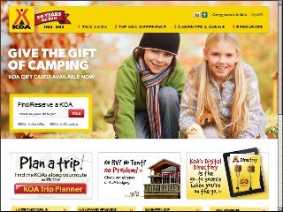 Web site www.koa.com, KOA Kampgrounds