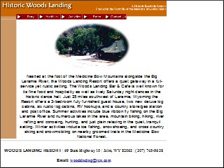 Web site www.woodslanding.com, Woods Landing Resort